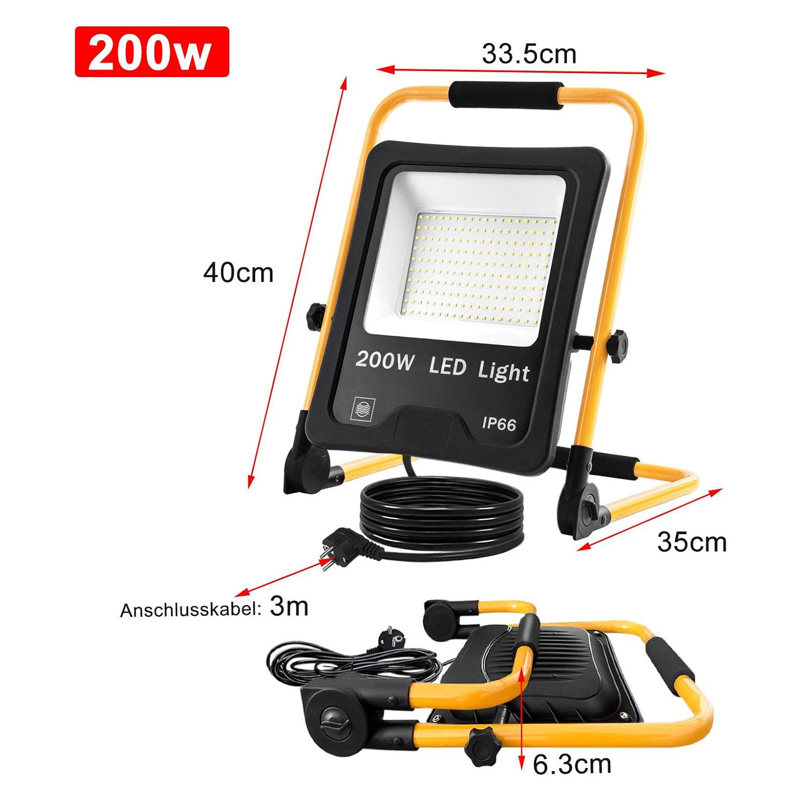FIVMEN LED Flutlichtstrahler LED Baustrahler mit 3M Kabel LED Fluter Arbeit günstig online kaufen