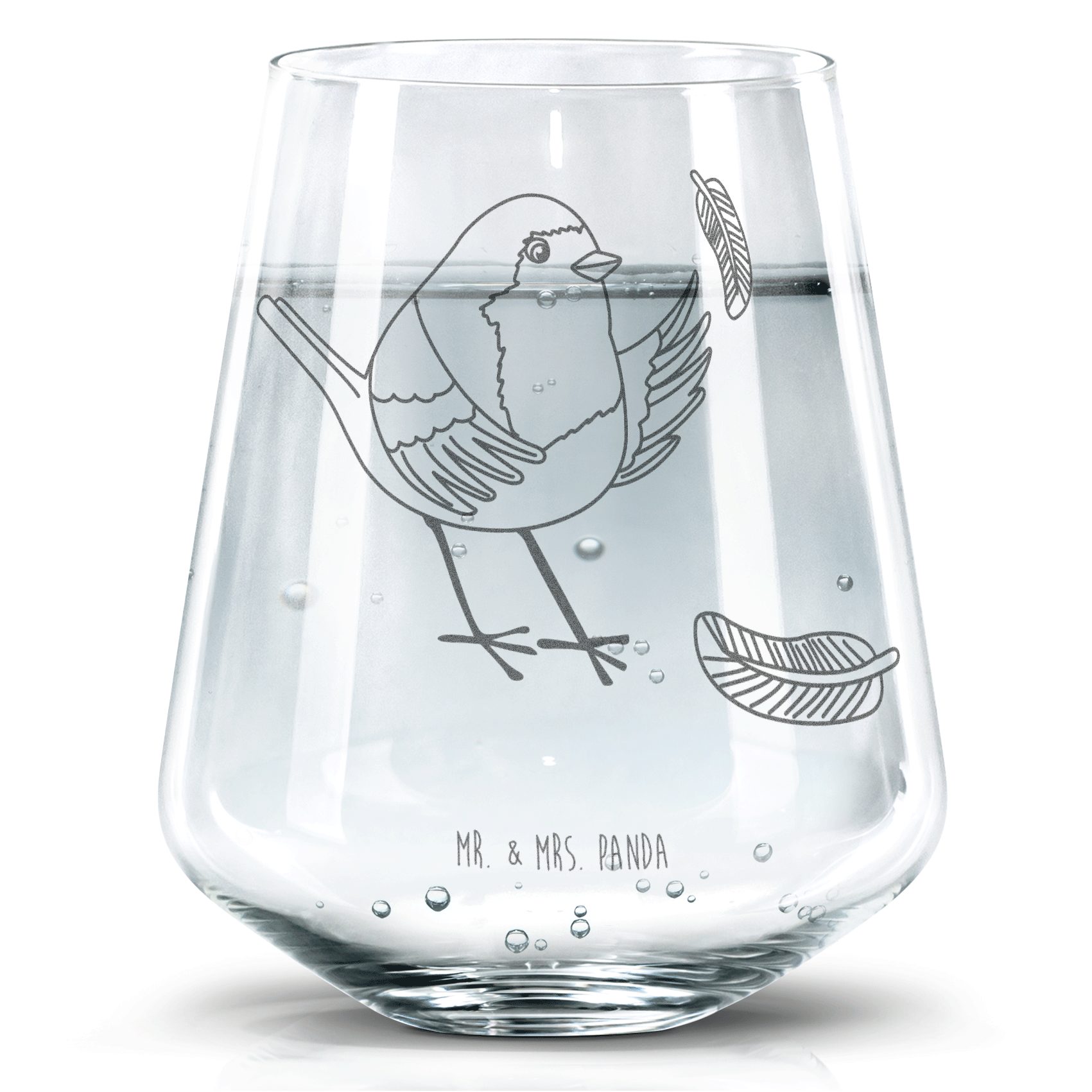 Mr. & Mrs. Panda Glas Rotkehlchen Federn Transparent Geschenk