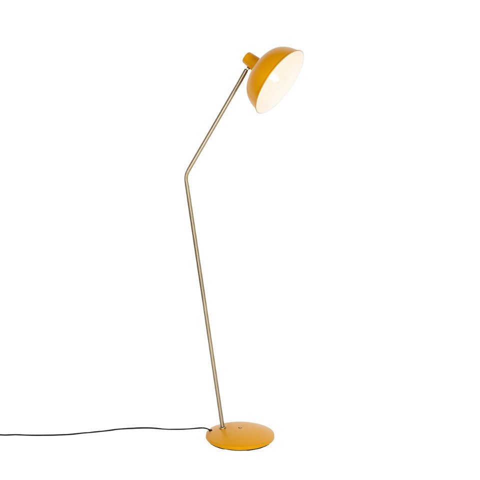 Qazqa Stehlampe Milou, ohne Leuchtmittel, Warmweiß, QAZQA Stehlampe, e27, Gelb, Stahl, Retro