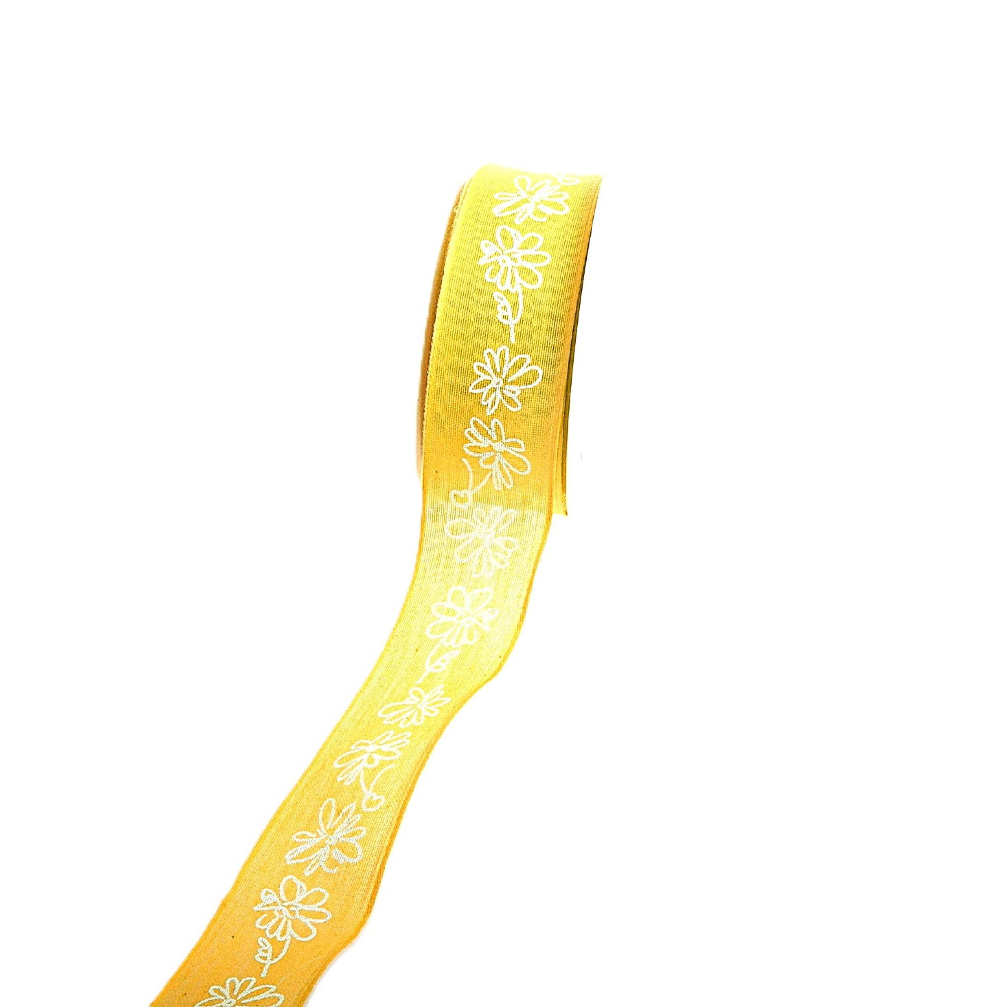 Deko AS Geschenkband 6Dekoband "Fleur Blanche" goldgelb 25mm 20m 6357-25-20-136, mit Drahtkante
