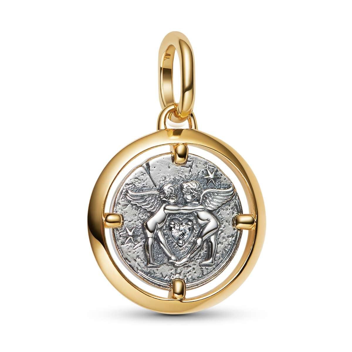 Pandora Runder Anhänger 764088C01, Medaillon Zweifarbig Amor