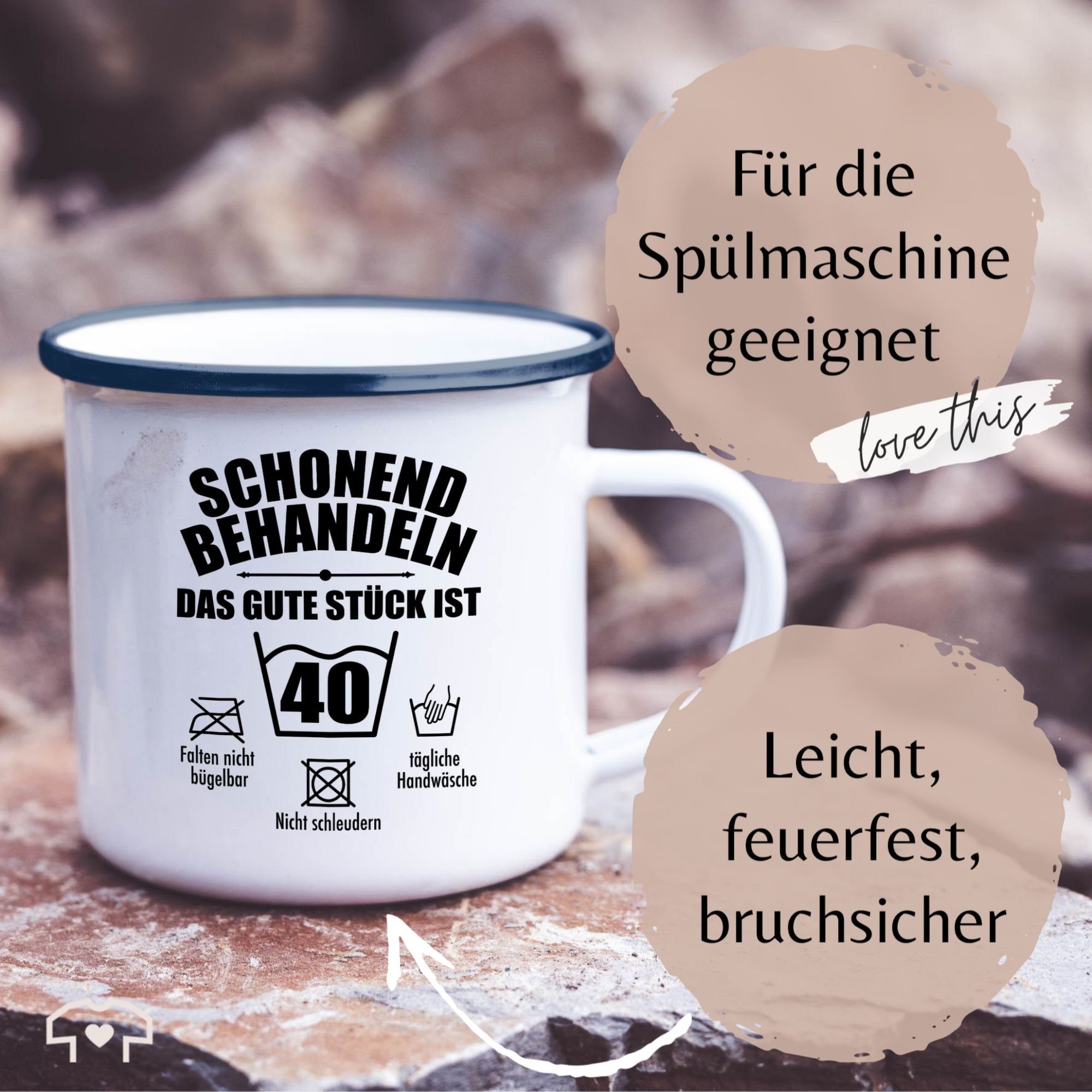 vierzig, 40. Blau Geburtstag gute behandeln das Stück Tasse Tasse ist Shirtracer Stahlblech, Weiß 2 Schonend