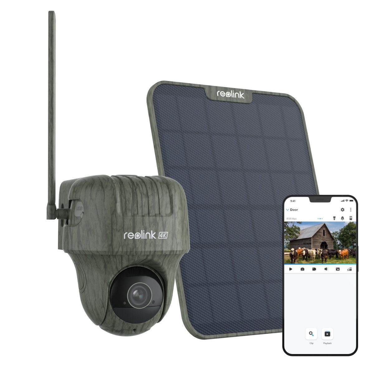 Reolink Wildkamera 4K 8MP 3G/4G LTE mit 360º Rundumsicht (Außenbereich, 1-tlg., No-Glow,Tiererkennung,355°/90° Schwenk,Bewegungsmelder,2-Weg-Audio)