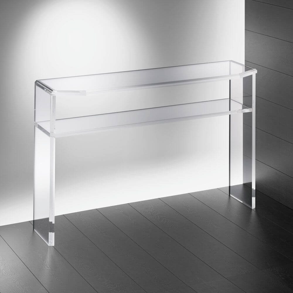 Design Objekte Media-Regal Acryl Media-Regal TV-Möbel Bodenstehend mit 2 Ebenen, Ideal für Fernseher, da aus stabilem Acryl