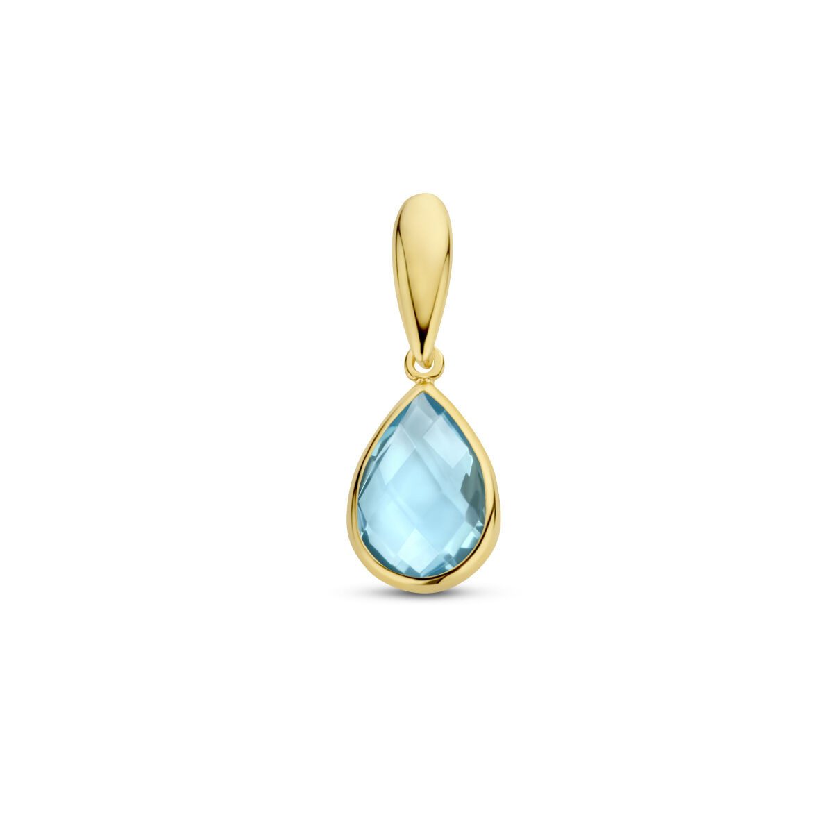Kettenanhänger 585er Gelbgold Kettenanhänger Blautopas Tropfen