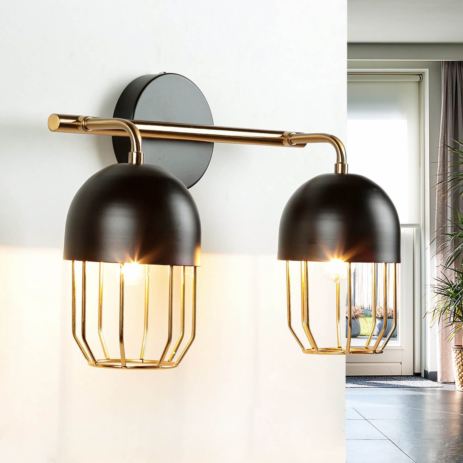 Loft E14 Leuchtmittel, 2x Schwarz in QUIN, Licht-Erlebnisse Wandleuchte Wandleuchte Design ohne Gold Metall