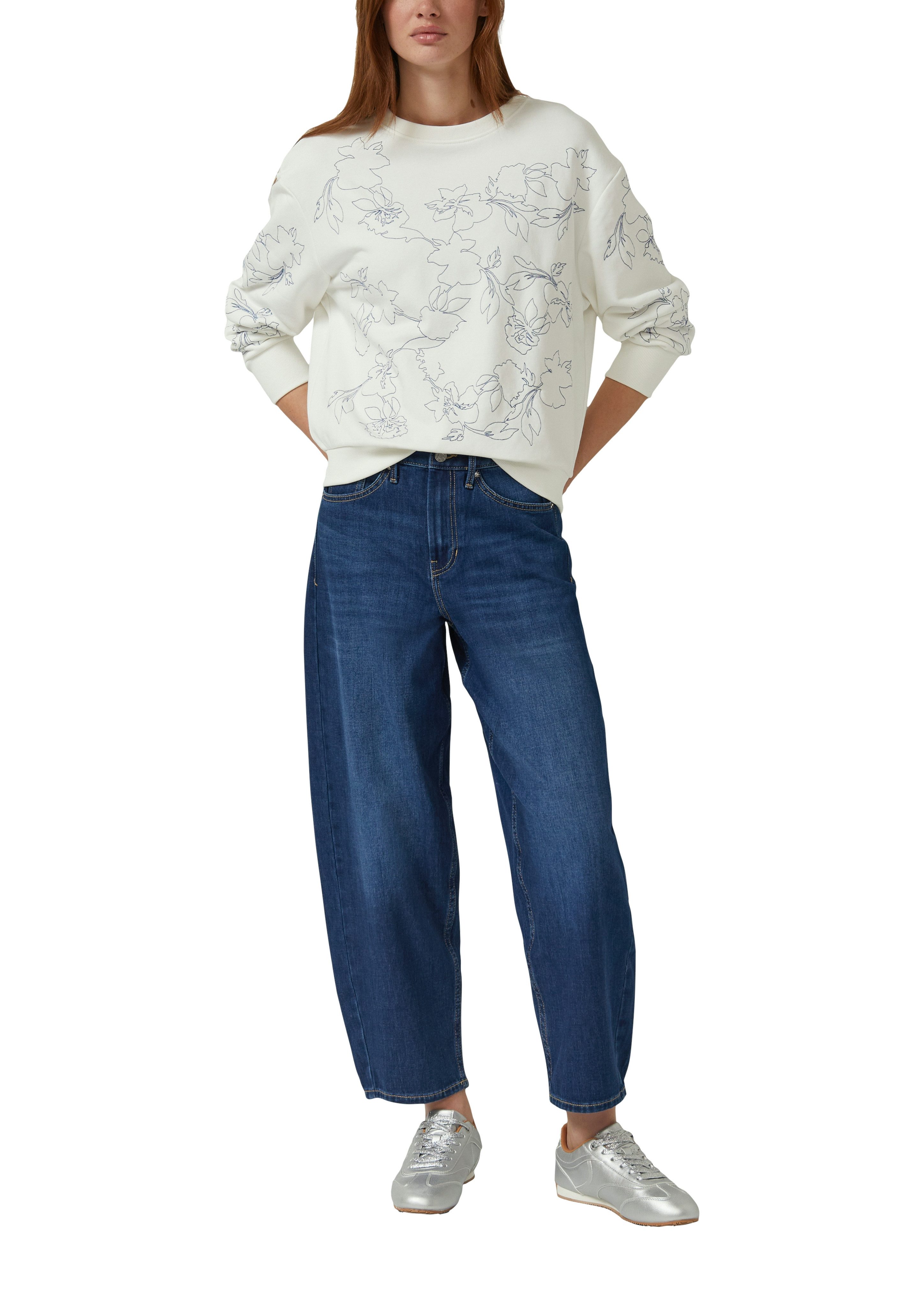 s.Oliver Sweater mir floraler Stickerei