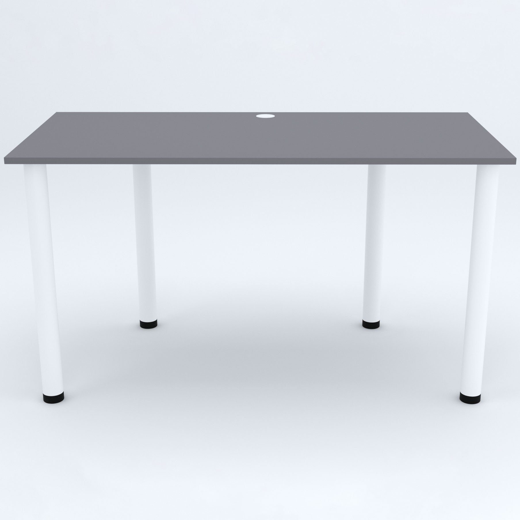 AKKE Schreibtisch, Schreibtisch Graphite 2mm mit Kabeldurchführung weißen PVC und Beinen Light