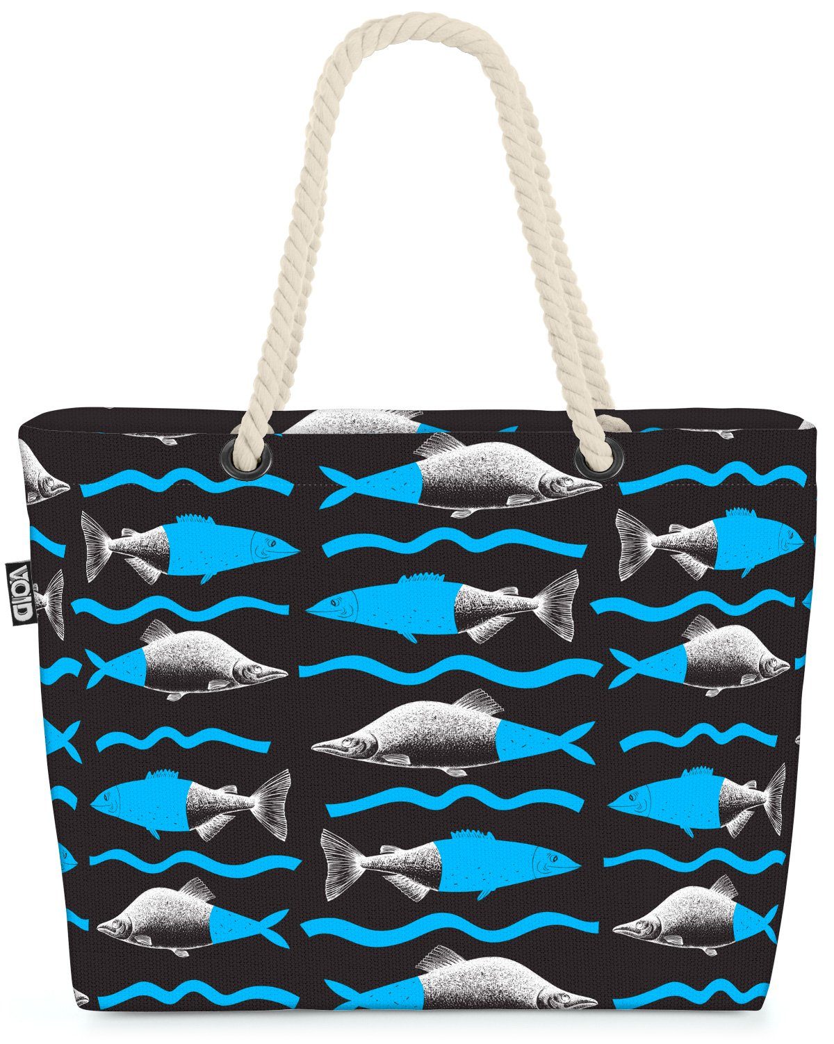 VOID Strandtasche (1-tlg), Meerestiere Fische Muster Nautik Meer Meer Muster Blau Blau Fl Fische