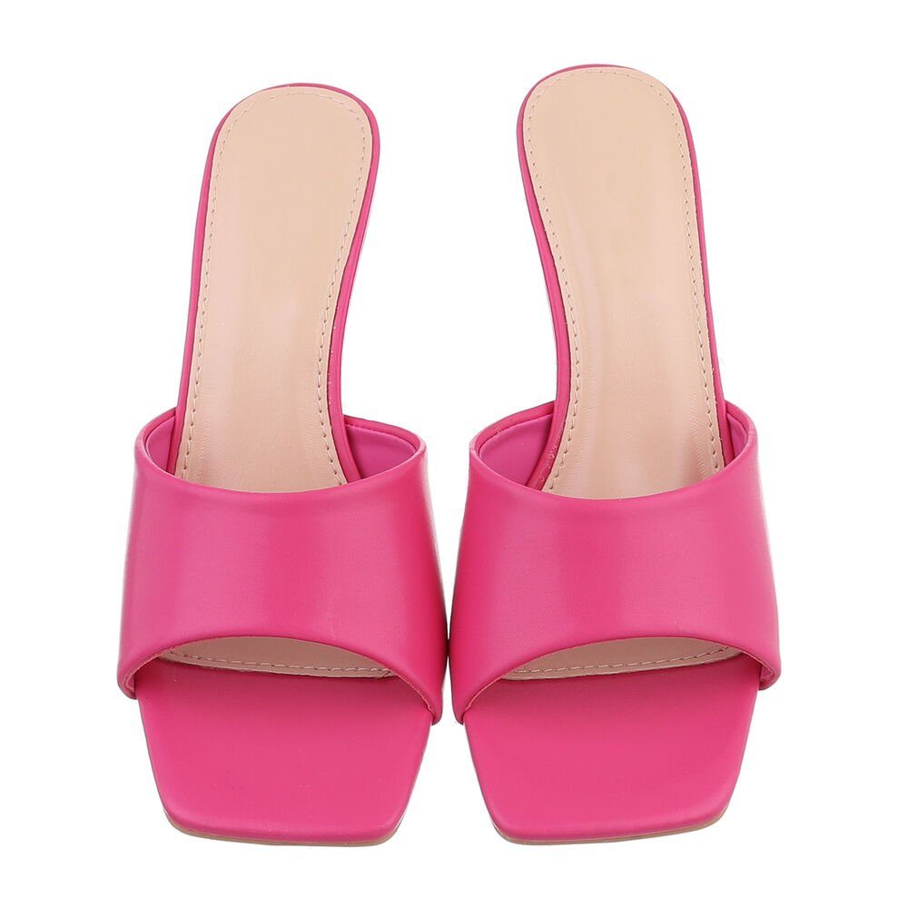 Ital-Design Blockabsatz Mules Damen Freizeit Sandaletten Pantolette & Sandalen Pink in