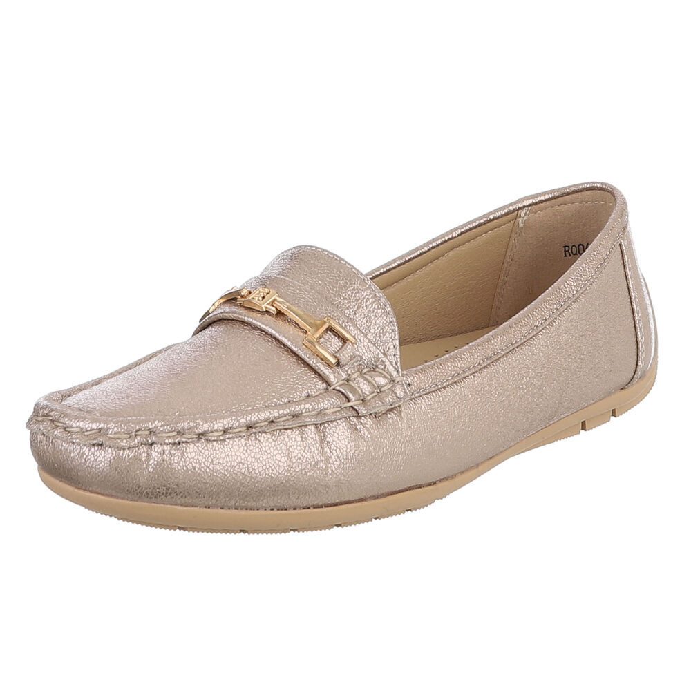 Ital-Design Elegante Wildleder Slipper mit Goldakzent für Damen Slipper (91 günstig online kaufen