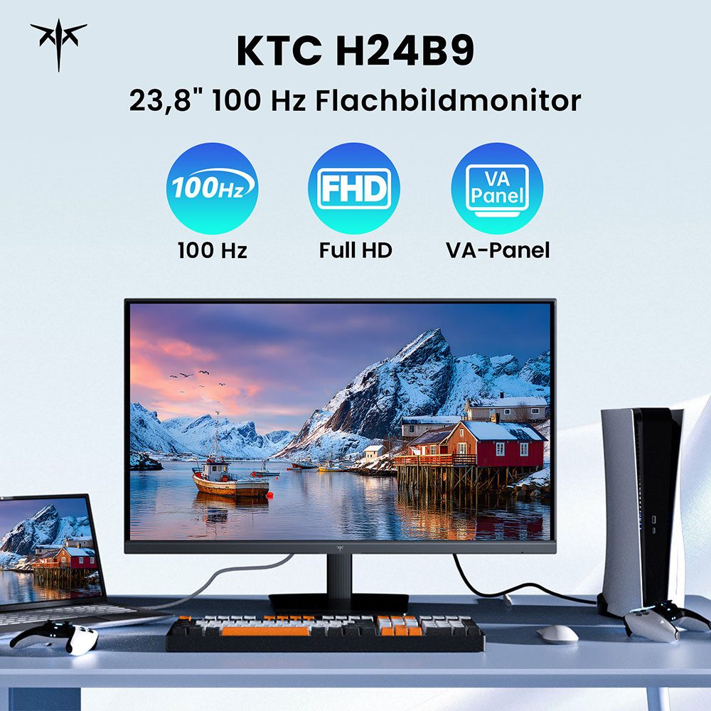 KTC H24B9 Curved-Gaming-Monitor (1920 x 1080 px, 100 Hz, VA, Büro-Monitor, 100 Hz, VA-Panel, 16:9)