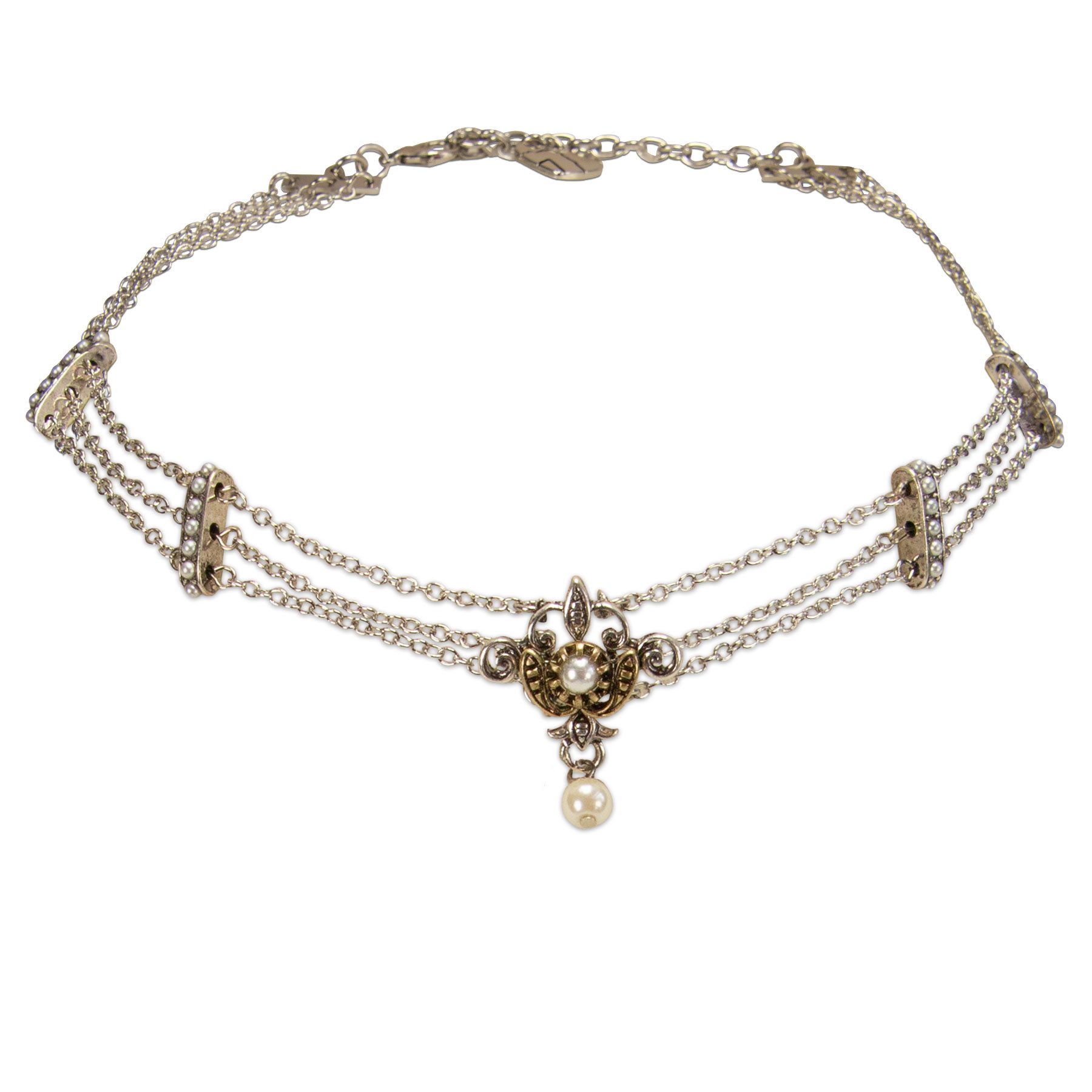Alpenflüstern Collier Trachten-Metall-Kropfkette Lea (bicolor-farben), - nostalgische Trachtenkette, eleganter Damen-Trachtenschmuck, Dirndlk