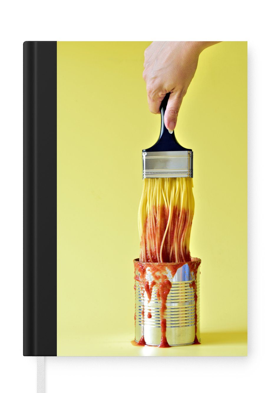MuchoWow Notizbuch Färben mit Spaghetti und roter Soße, Journal, Merkzettel, Tagebuch, Notizheft, A5, 98 Seiten, Haushaltsbuch | Notizbücher