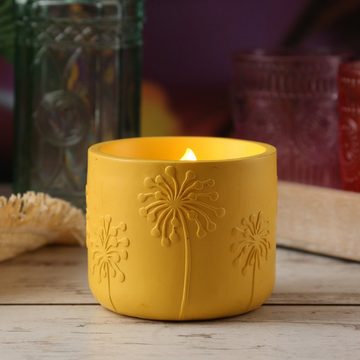 MARELIDA LED-Kerze LED Solar Windlicht Pusteblume Blumenmuster flackernd gelb (1-tlg)