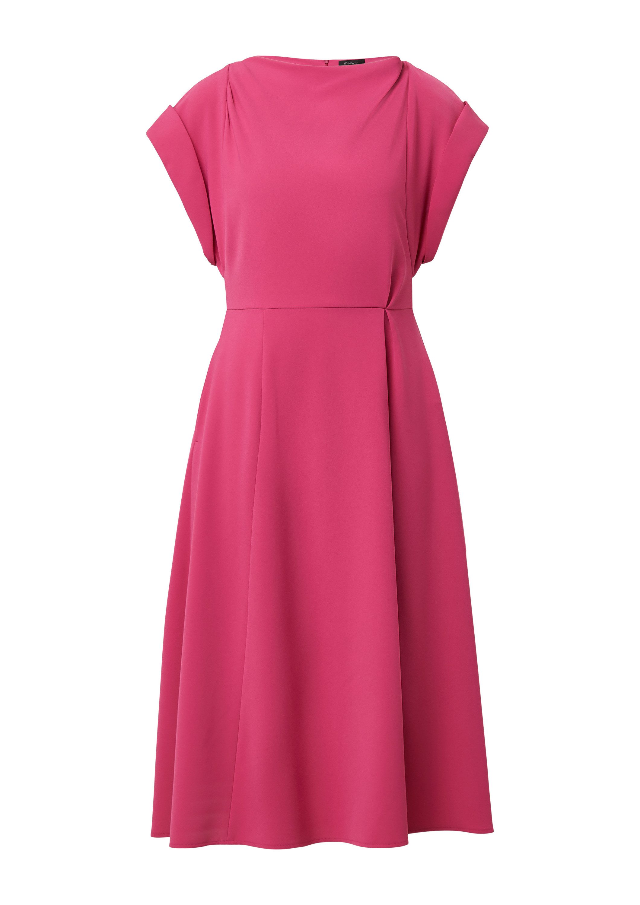 s.Oliver Midikleid Kleid Midikleid mit Turn-up-Ärmeln