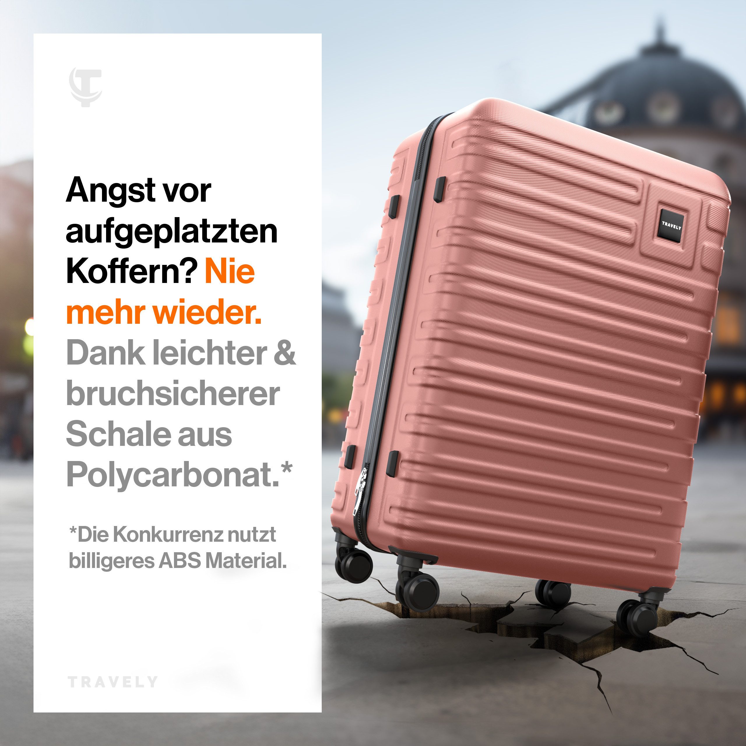 Travely Koffer Polycarbonat Koffer XL 77cm - Reisekoffer, Hartschalenkoffer, Trolley, 4 Rollen, Designed in Germany, austauschbare Griffe und Rollen