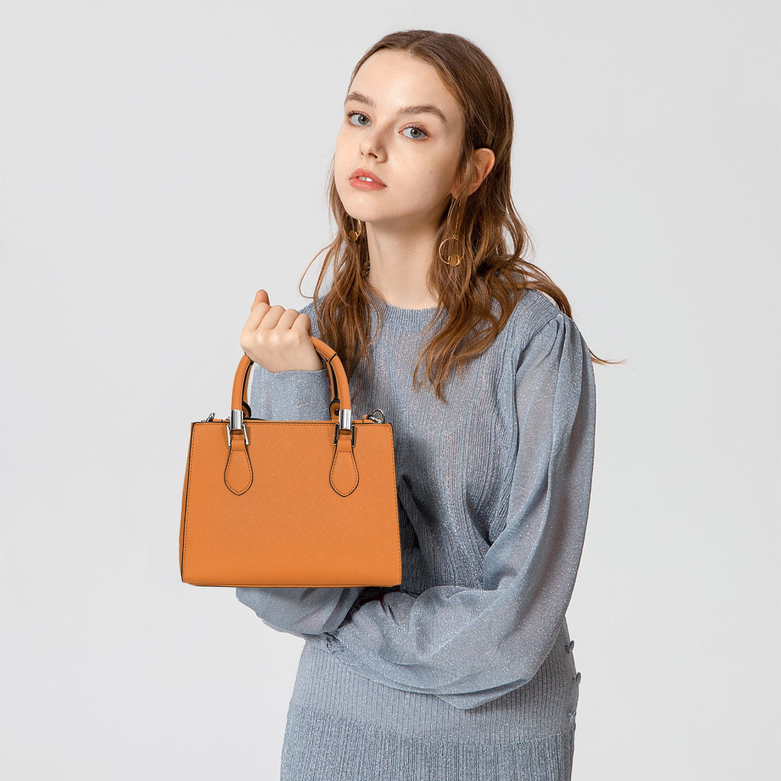 TAN.TOMI Henkeltasche Umhängetasche Messenger Taschen Kleine Handtasche für Damen (Mittel Mehrere Fächer & Reißverschlüsse, mit Abnehmbar Schulterriemen), Handtasche Damen Crossbody Tote Henkeltasche