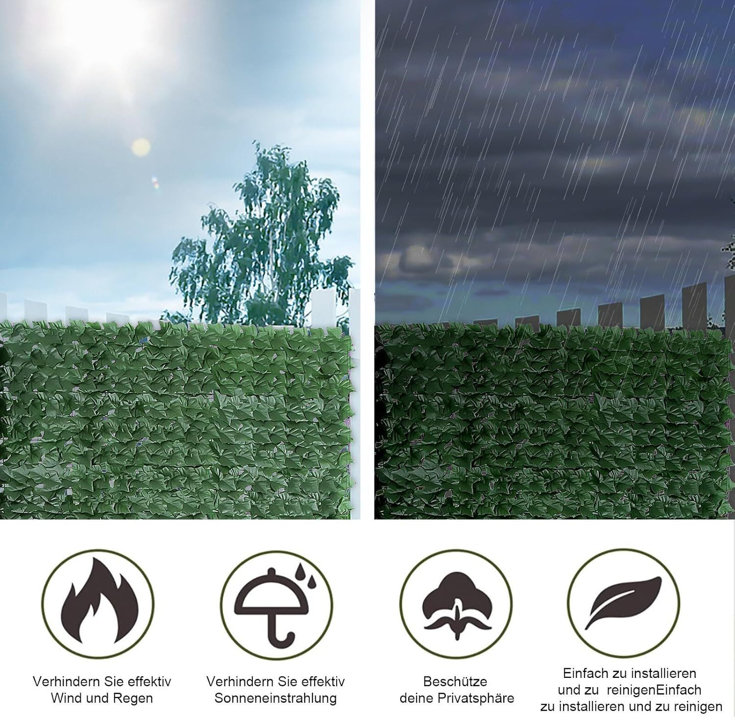 Kunstranke Efeu Garten Sichtschutz für Außenbereich Windschutz lärmschutz, Coonoor