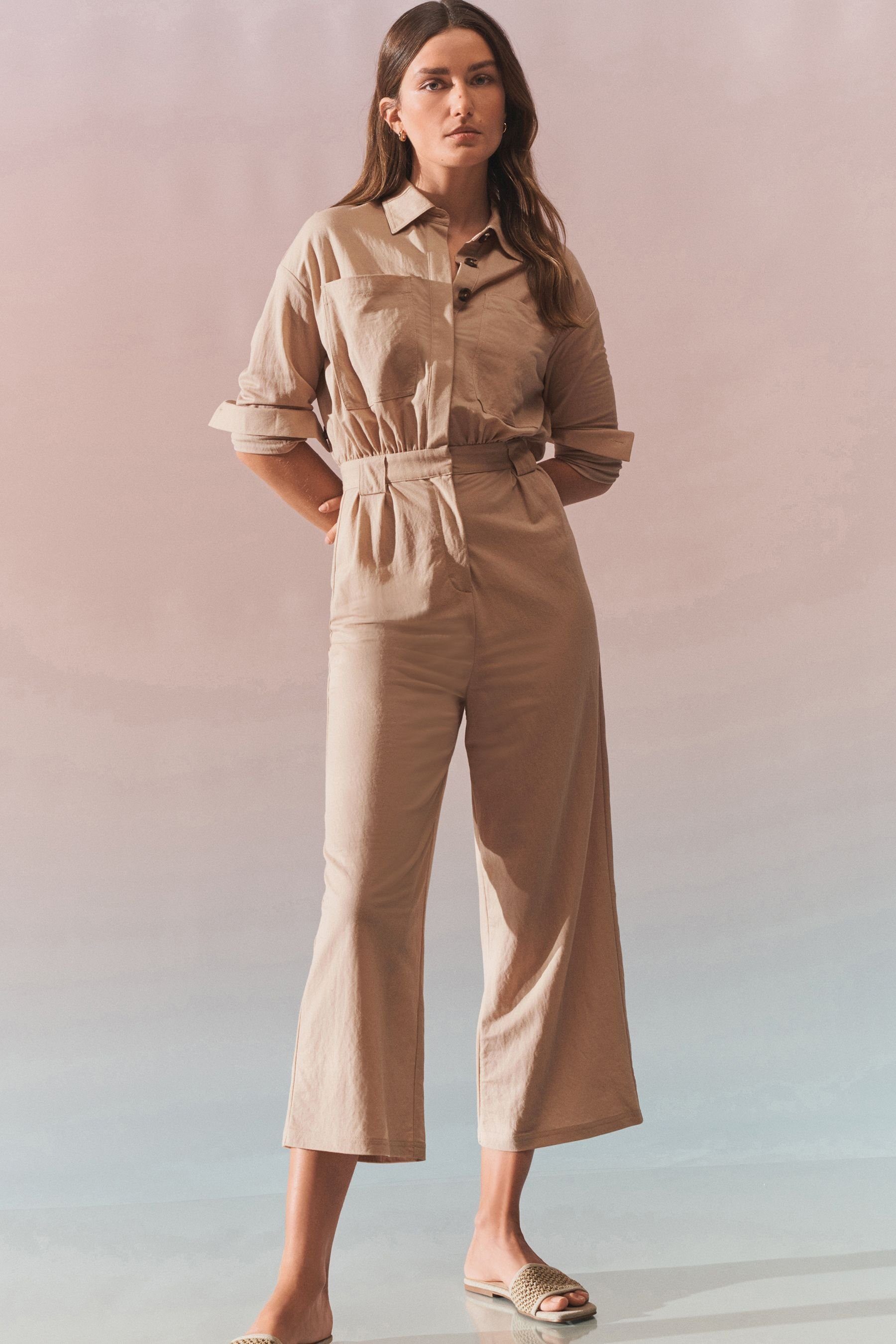 Brown Utility-Overall Neutral Jumpsuit Langärmeliger Next (1-tlg)