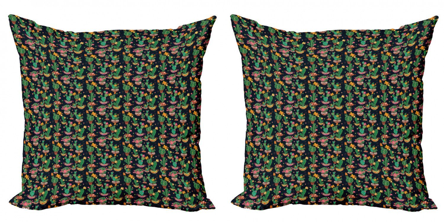 Kissenbezüge Modern Print Accent (2 Digitaldruck, Blumen Abakuhaus Stück), mit Cacti Cactus Doppelseitiger