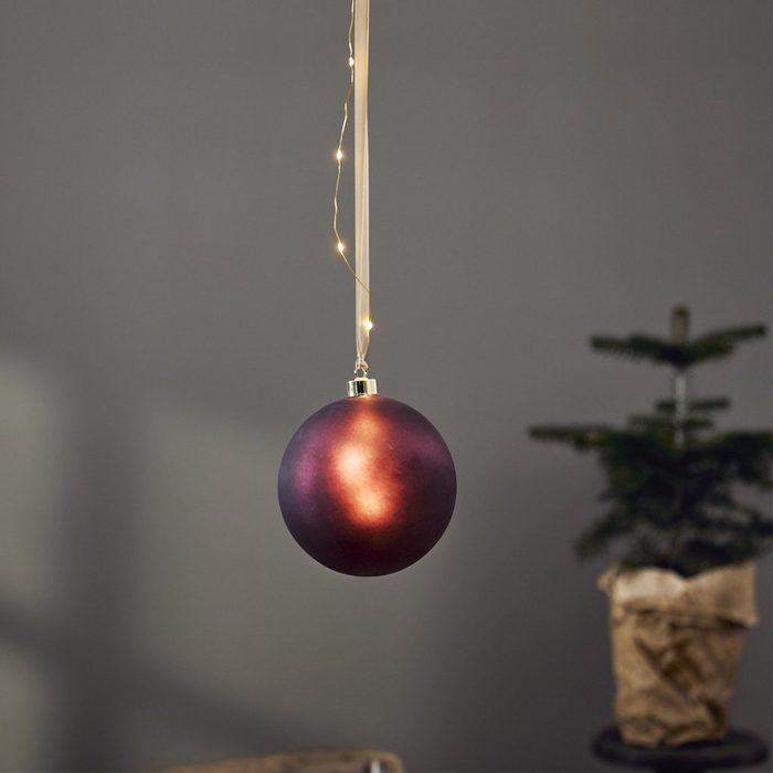 MARELIDA Weihnachtsbaumkugel LED Weihnachtskugel Christbaumkugel beleuchtete Glaskugel Timer Deko rot 15cm (1 St)