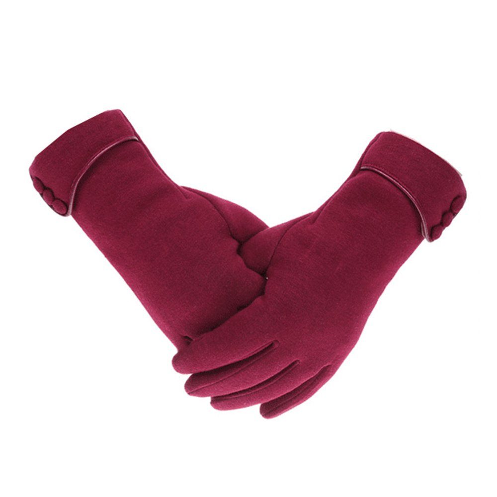 Blusmart Fleecehandschuhe Damen-Winterhandschuhe, Vintage-Vollfingerhandschuhe, Winddicht, Rot Fleecehandschuhe Für