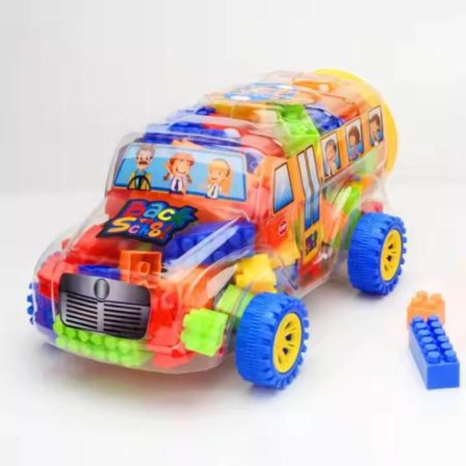 D&I D&I Selbstbau Bausteine Set Schulbus 49Teile Spielbauklötze