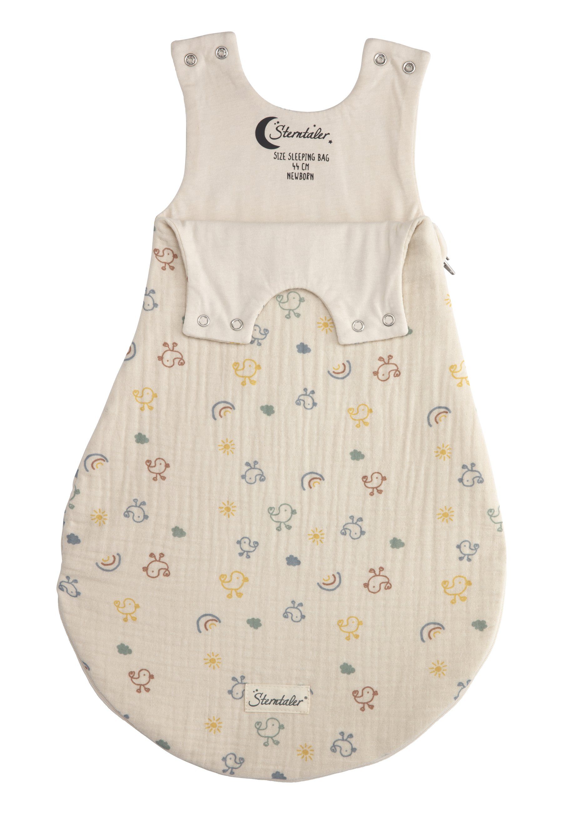 Sterntaler® Babyschlafsack Babyschlafsack 50/56 Edda (1 tlg), Musselinschlafsack mit Reißverschluss, Druckknöpfen und Kabelöffnung.