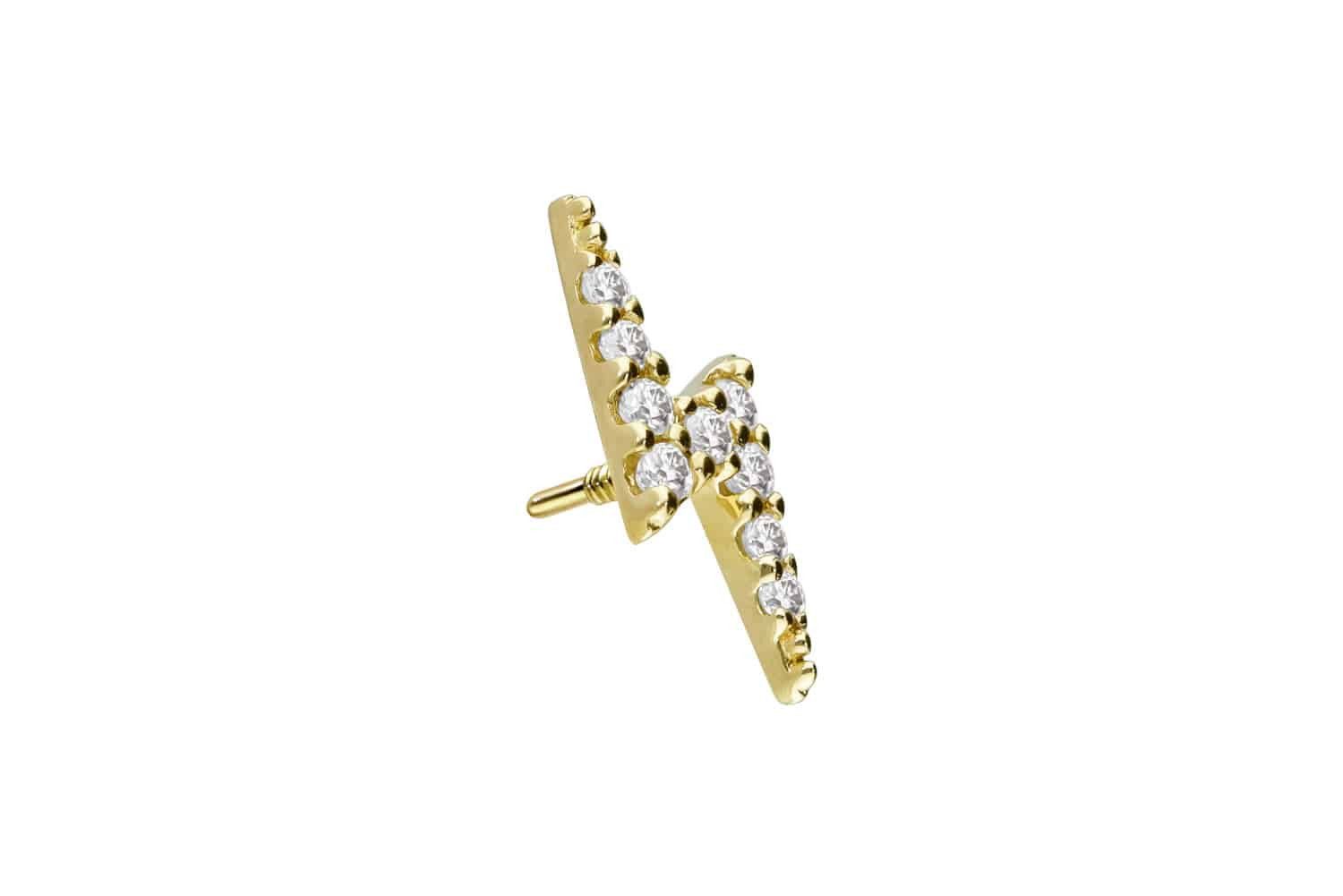 Piercing-Set 14 Karat Gold Schraubaufsatz mit Außengewinde MOISSANIT-BLITZ