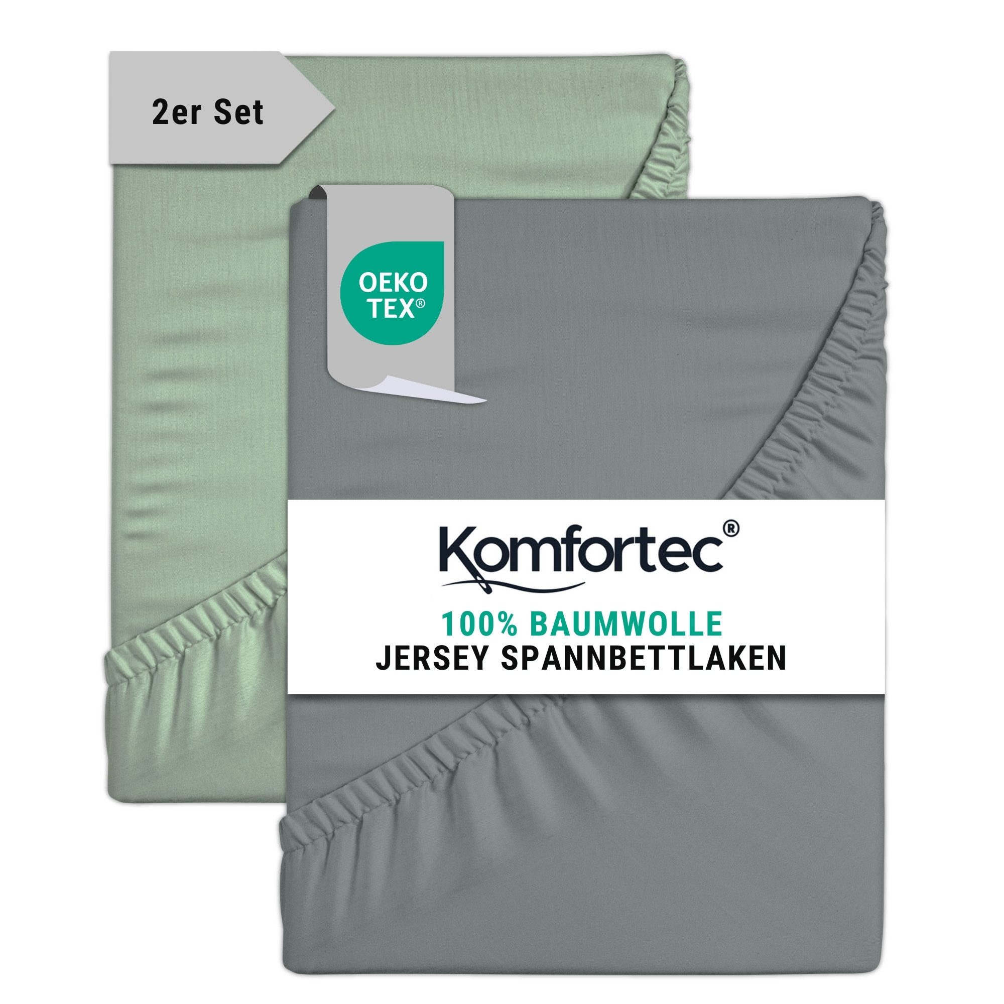 Komfortec Spannbettlaken Jersey Mehrfarbig, 100% Baumwolle, Gummizug: Rundu günstig online kaufen