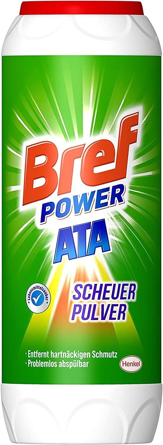 Bref Power ATA Scheuerpulver Entkalker (500g, [1-St. gegen hartnäckige Verschmutzungen und Kalkablagerungen)
