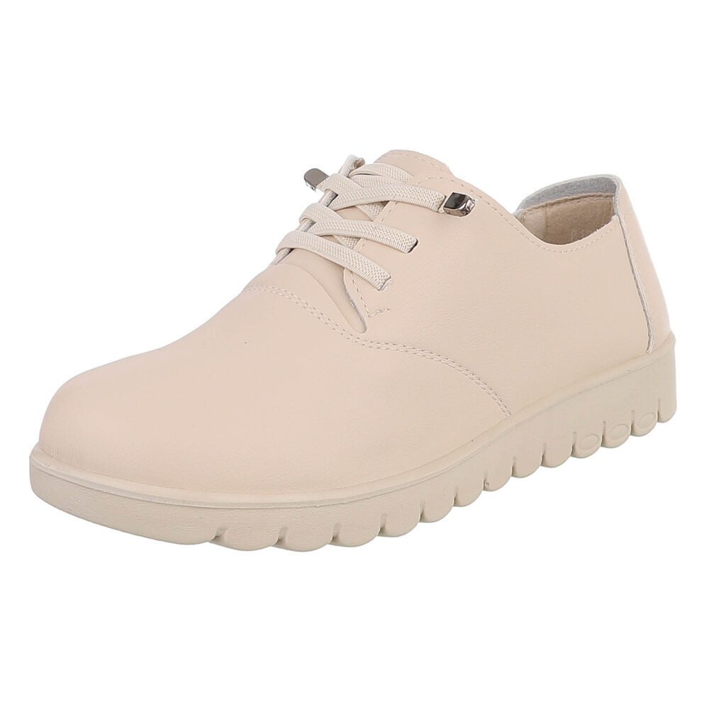 Ital-Design Vielseitiger Freizeitschuh mit hohem Tragekomfort für Damen Schnürschuh (91554598) Flach Schnürer in Creme