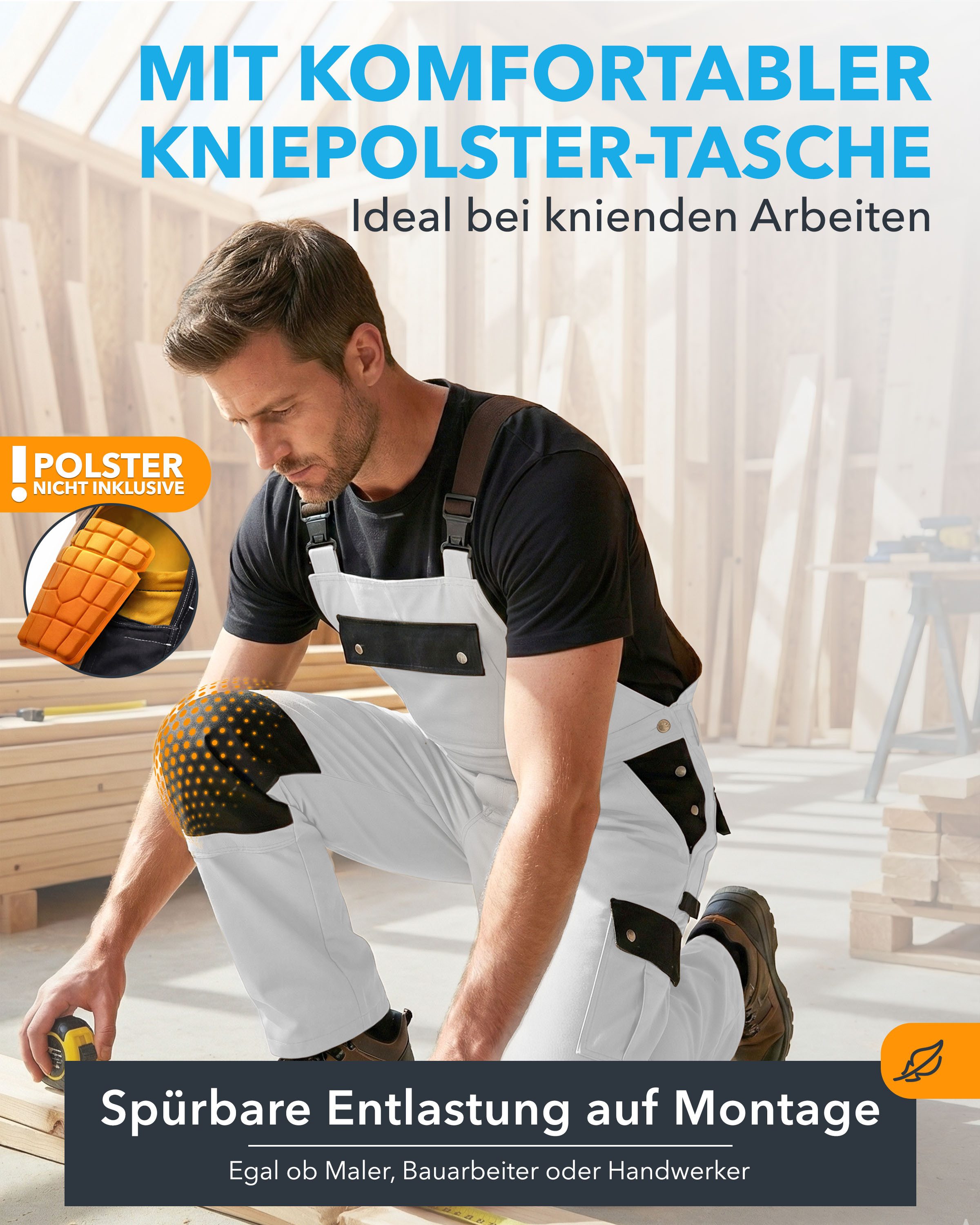 TMG International Arbeitslatzhose Latzhose Arbeitshose Cargohose Overall Blaumann