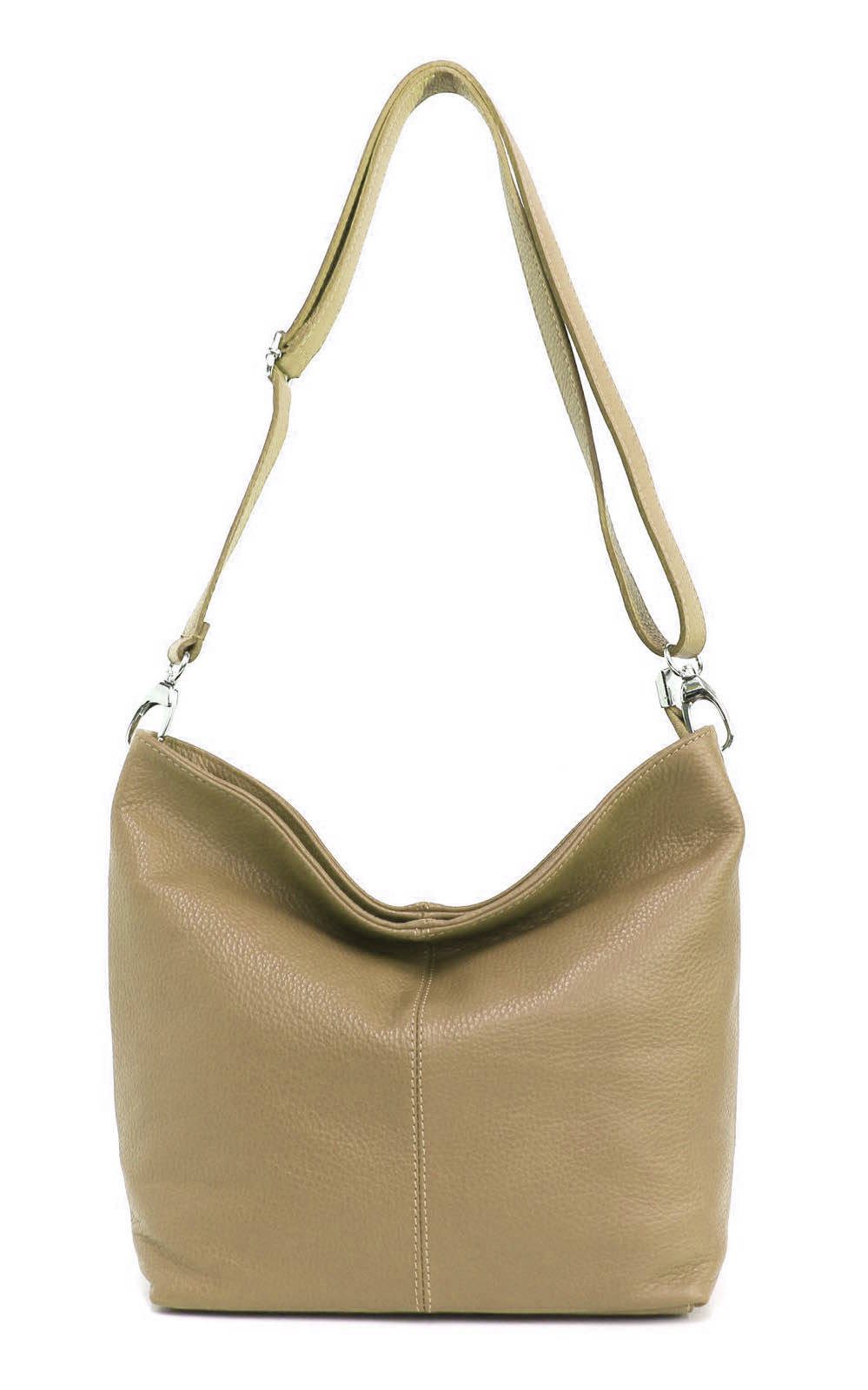 ITALYSHOP24 Schultertasche MADE IN ITALY Damen Leder Tasche Shopper Umhängetasche Cross Over Body, Brusttasche Bag große 3xFach geteiltes Hauptfach Freizeit Abend Urlaub