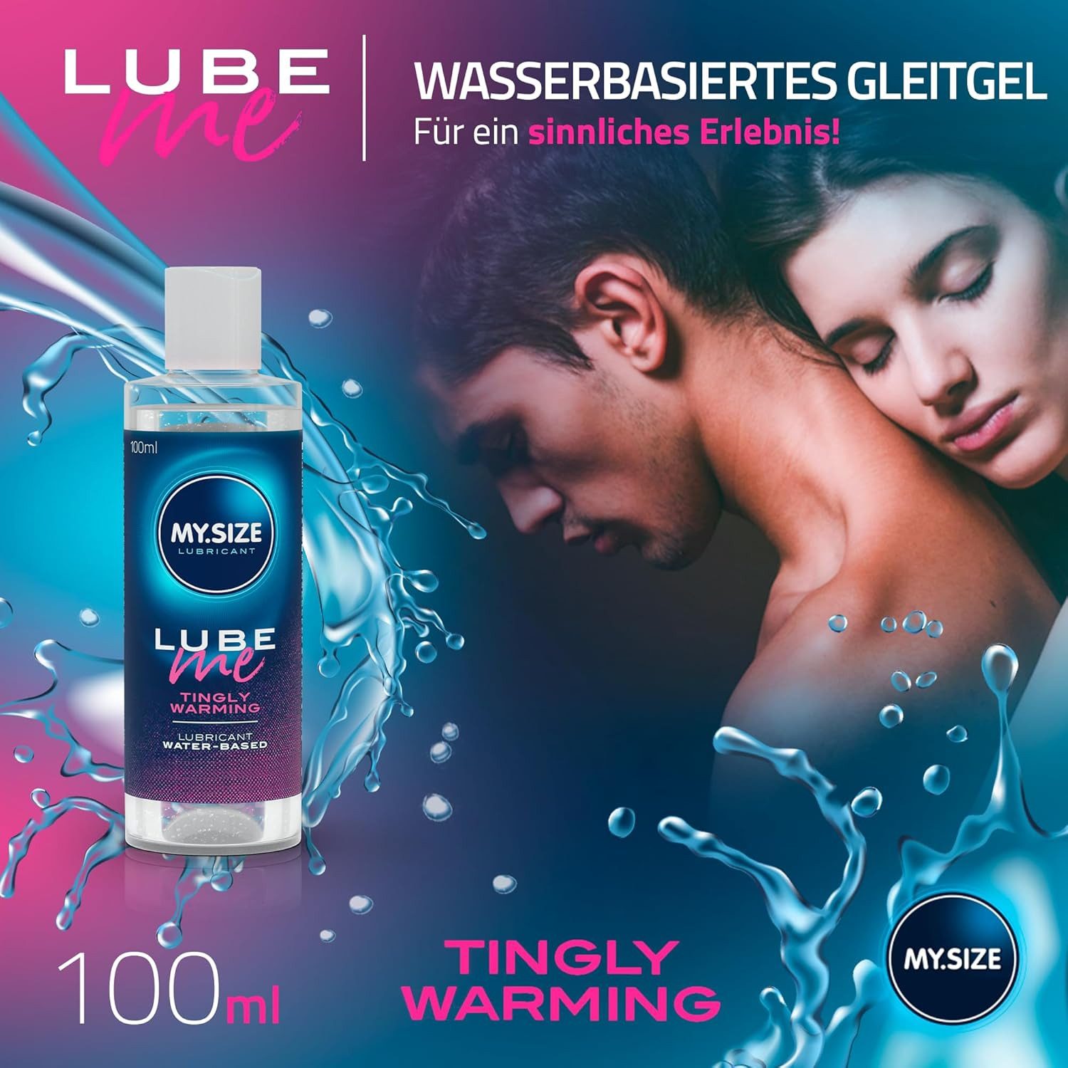 MY.SIZE Gleitgel Lube Me 3-in-1, medizinisches Gleitmittel auf Wasserbasis, wärmend, prickelnd und Höhepunkt verstärkend