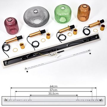 hofstein Pendelleuchte »Montichiari« Vintage Hängeleuchte aus Metall in Messing/Schwarz, ohne Leuchtmittel, mit Schirmen Rauchglas in Rauchfarben/Grün/Braun/Rot, E27