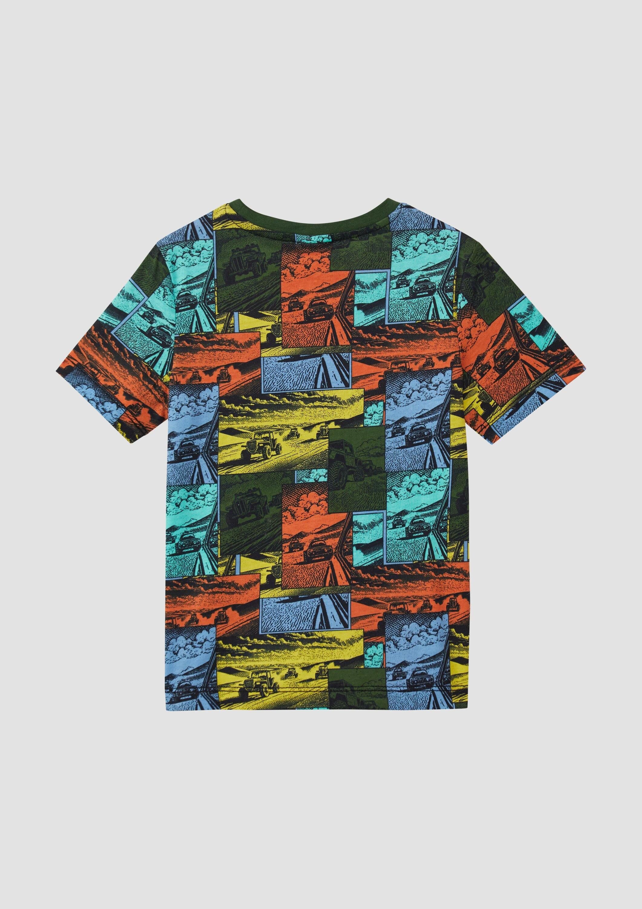 s.Oliver Kurzarmshirt T-Shirt Gemustertes T-Shirt aus Baumwolle