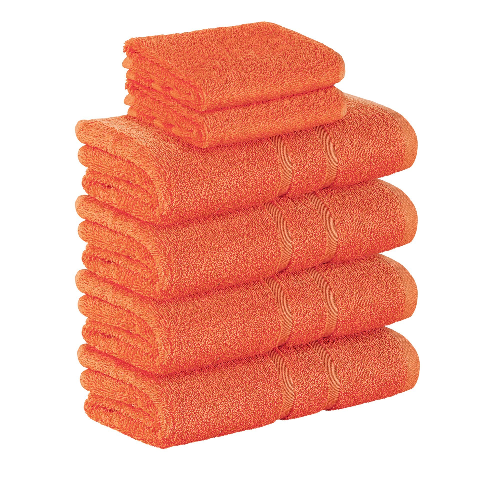 StickandShine Handtuch Set 2x Gästehandtuch 4x Handtücher als SET in verschiedenen Farben (6 Teilig) 100% Baumwolle 500 GSM Frottee 6er Handtuch Pack, 100% Baumwolle 500 GSM Orange