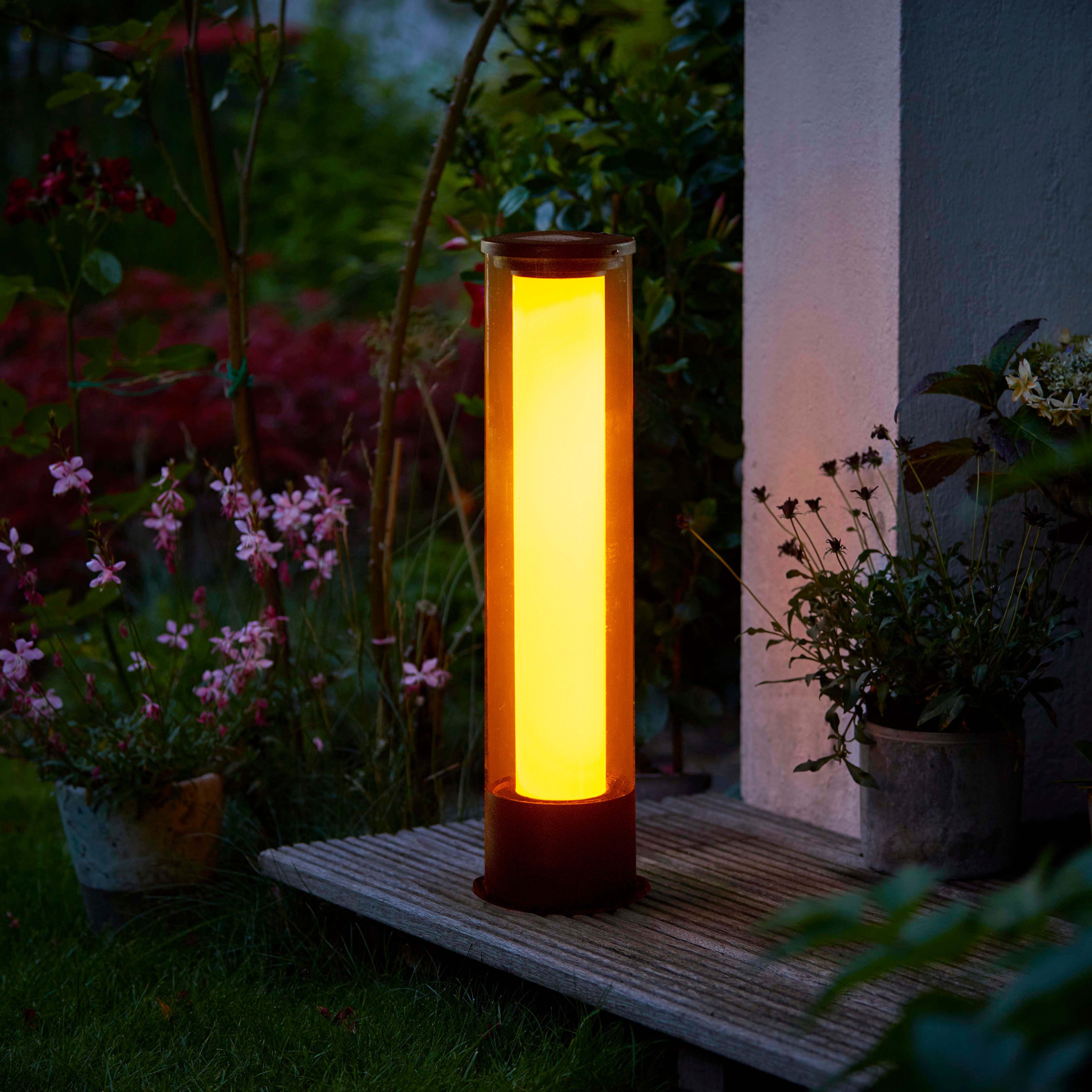 Northpoint LED Gartenleuchte Solar Flammenlichtsäule Flammen Dauerlicht Dämmerungssensor