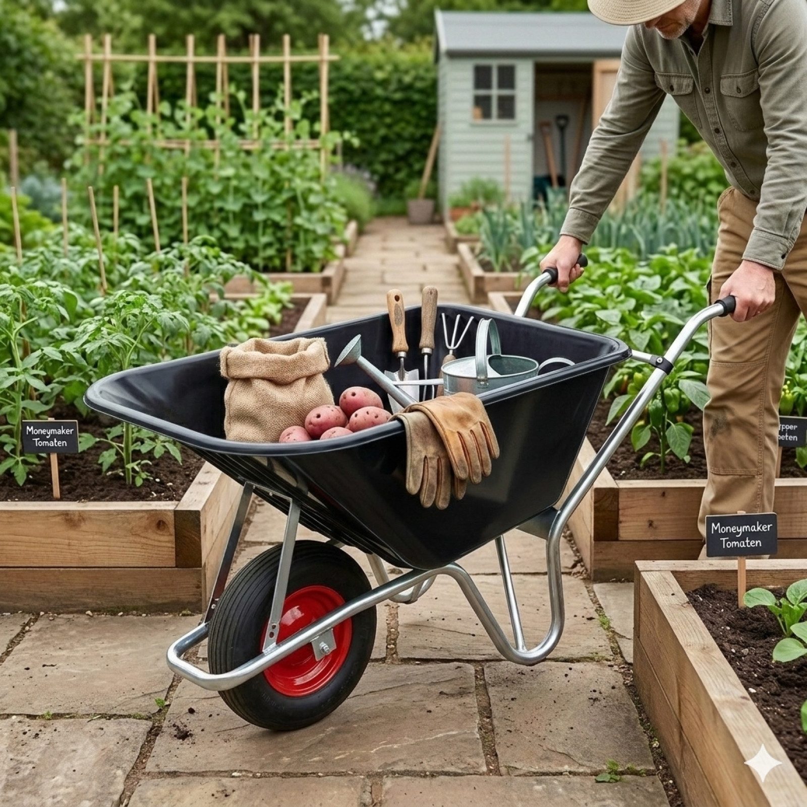 TRUTZHOLM Schubkarre Schubkarre PP100 l PU Rad Bau Karre Gartenschubkarre Bauschubkarre