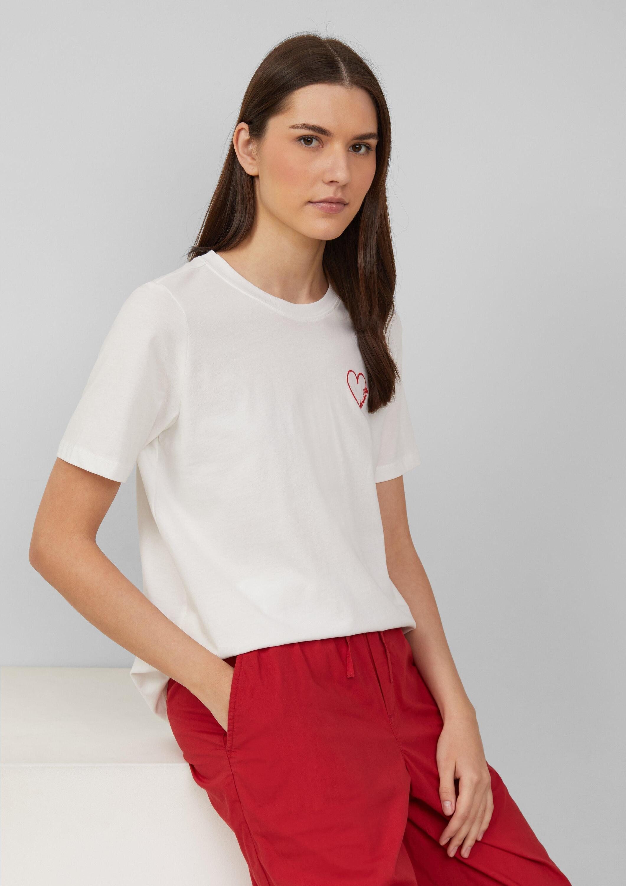 s.Oliver Kurzarmshirt T-Shirt Jerseyshirt aus Baumwolle mit Stickerei günstig online kaufen