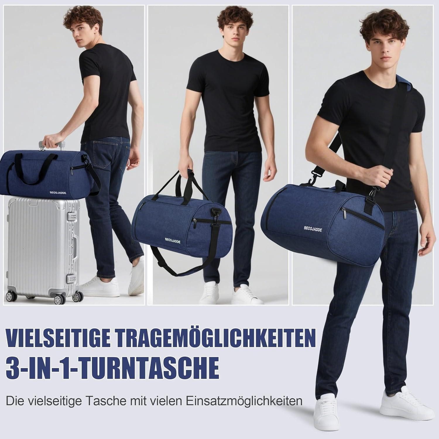 LuxusKollektion Sporttasche Sporttasche Damen Herren 35L Reisetasche mit Schuhfach Nassfach Navy