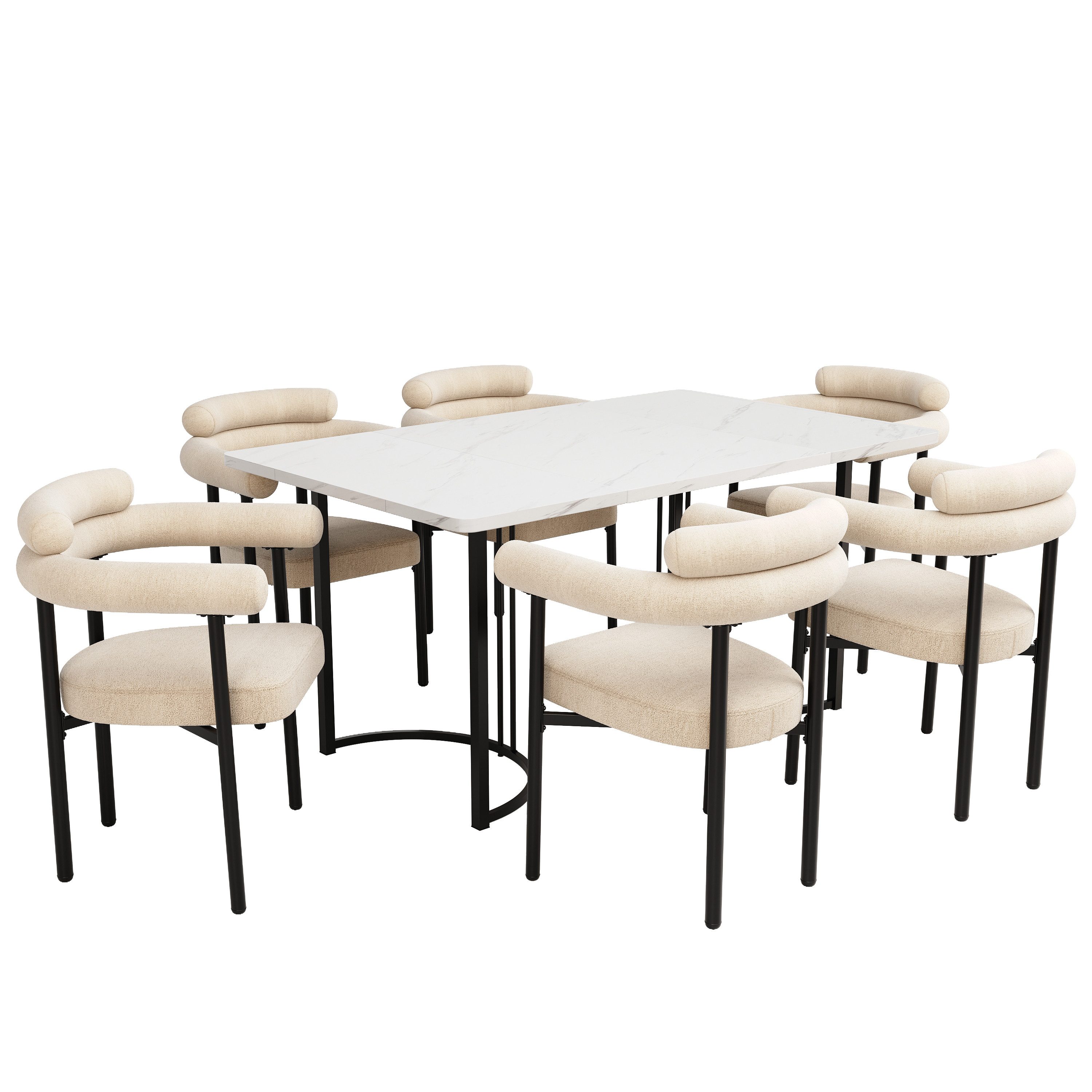 OKWISH Essgruppe Esstisch mit 6 Stühlen, günstig online kaufen