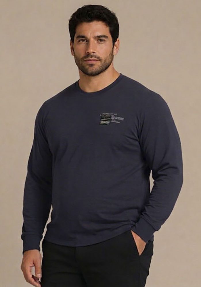 Man's World Plus Rundhalsshirt auch in Grosse Größen bis Gr. 7XL Regular Fit, mit langem Arm, bedruckt, für Casualmode
