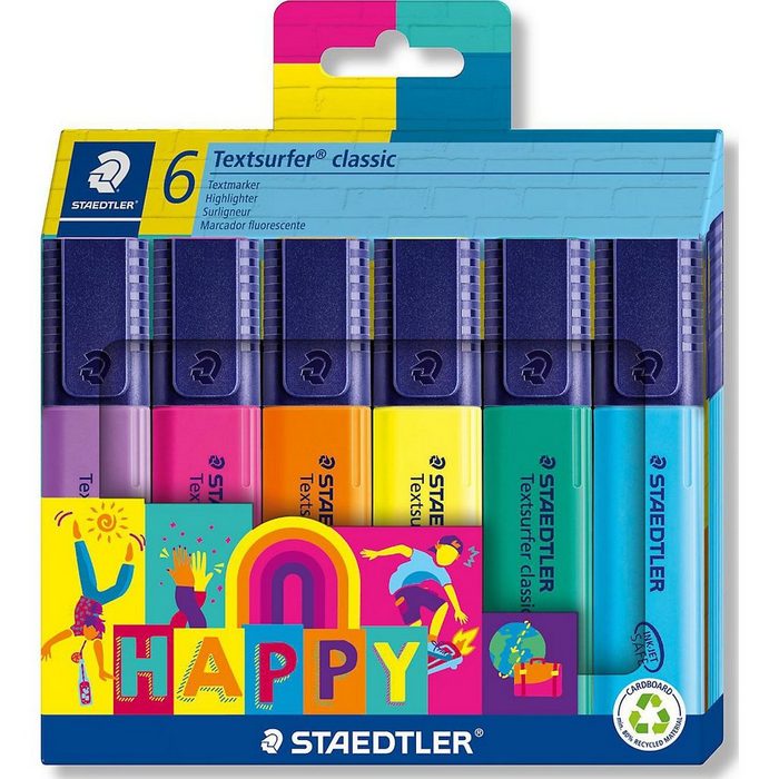 STAEDTLER Marker Textmarker HAPPY 6 Farben