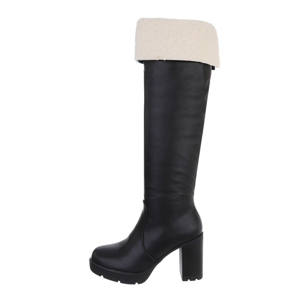 Ital-Design Damen Party & Blockabsatz High-Heel in Overkneestiefel Clubwear Schwarz Stiefel