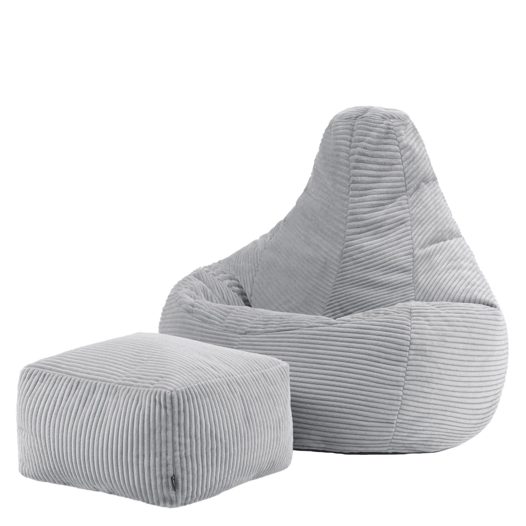 icon Sitzsack Sessel mit Rückenlehne aus Cord „Dalton“ mit Hocker (Spar-Set, 1 x Sitzsack, 1 x Fußhocker), Sitzsack XXL, Gaming Sitzsack, Made in Germany, Erwachsene & Kinder