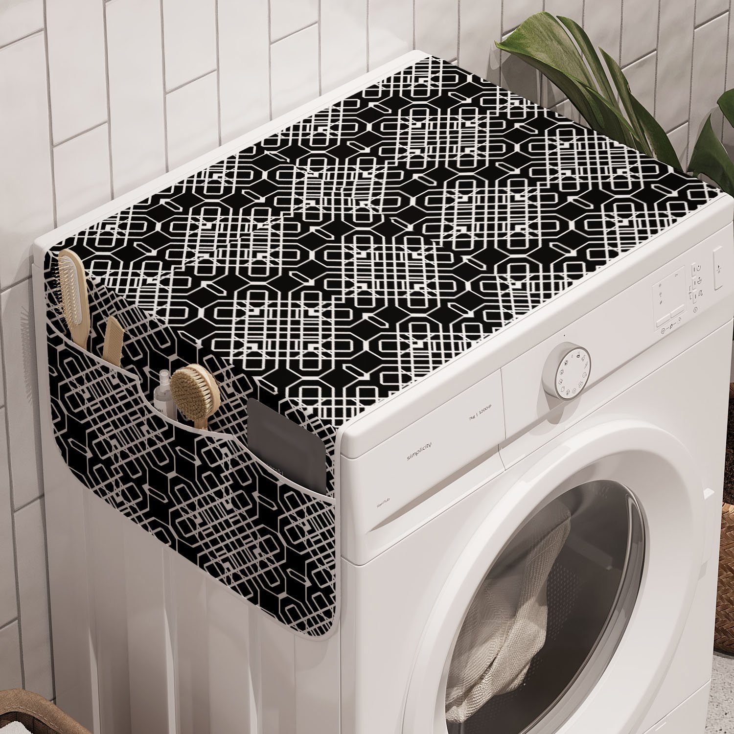 Gitter Nested Nostalgische Abakuhaus Anti-Rutsch-Stoffabdeckung Waschmaschine Motiv Trockner, Badorganizer Grid und für