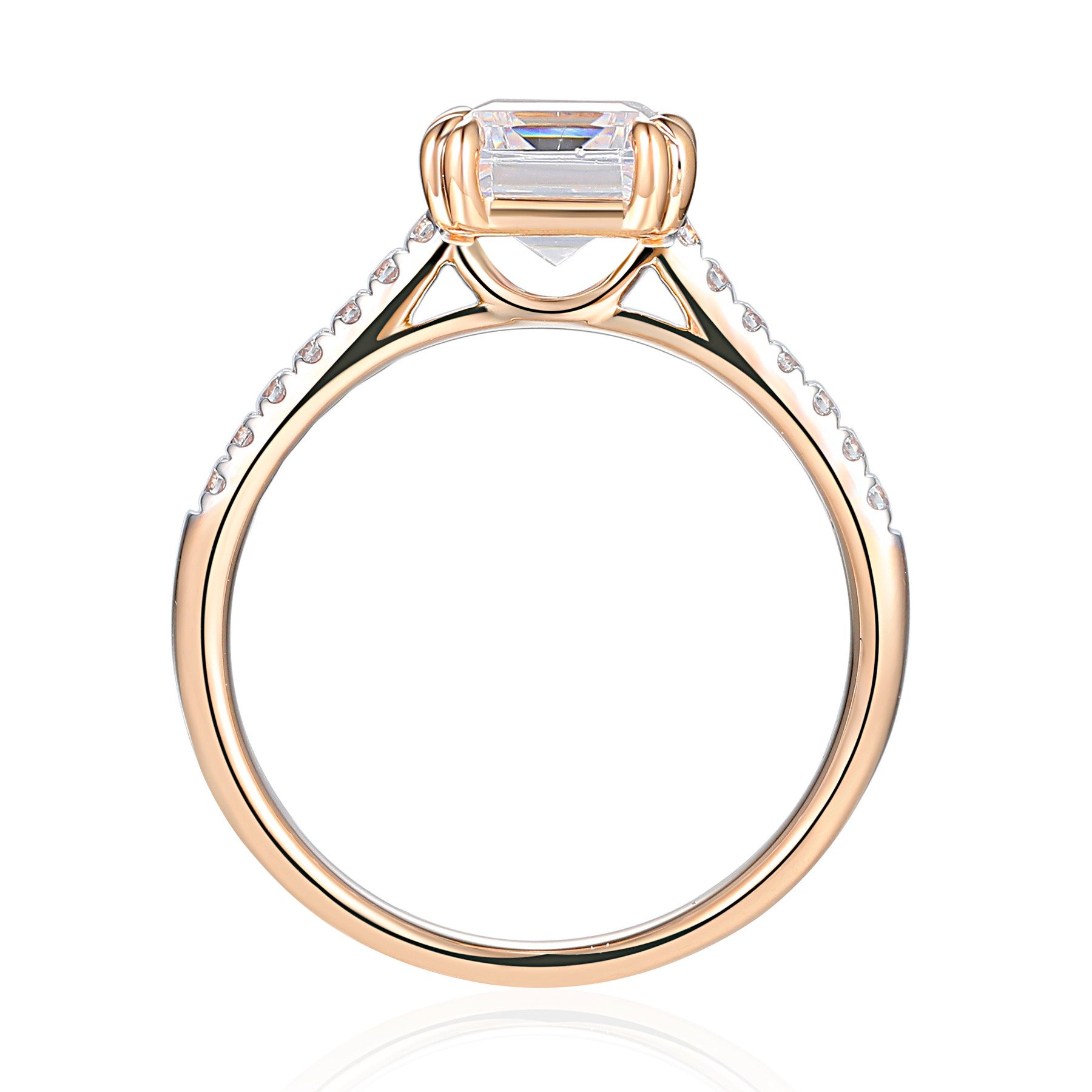 Stella-Jewellery Solitärring 585er Rotgold Damenring Solitair Zirkonia Octagon (Ring mit Zirkonia (Octagonschliff), Zirkonia - inkl. Etui), Octagonschliff
